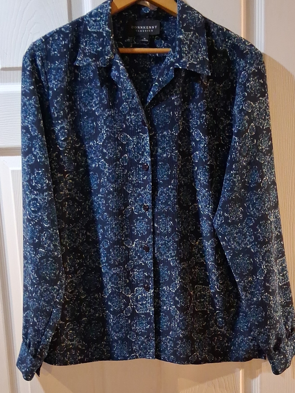 DonnaKenny Navy Blue Floral Button-Down Shirt